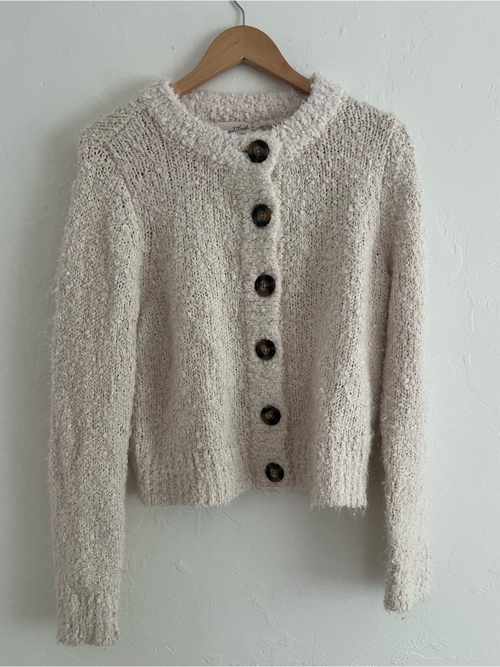 Universal Thread Cream Bouclé Button-Front Teddy Cardigan
